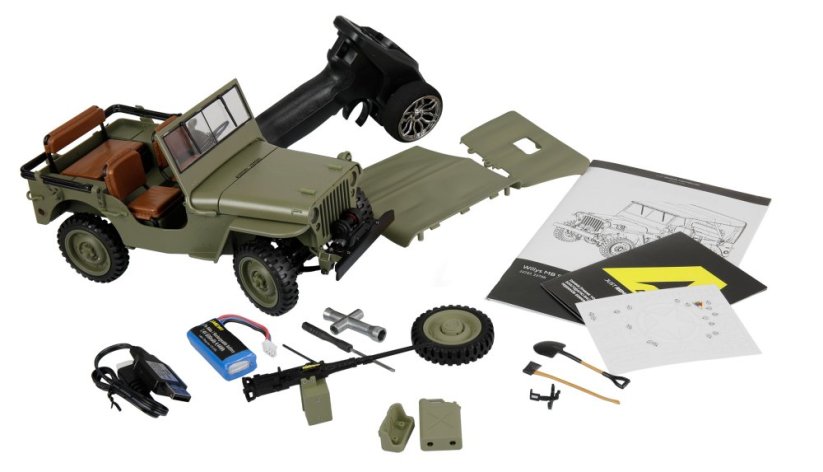 AMEWI Jeep Willys MB Scale Crawler 4WD 1:14 RTR , ZELENÝ