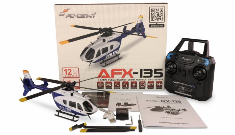 AMEWI AFX-135 POLIZEI 4-KANAL Vrtulník 6G RTF
