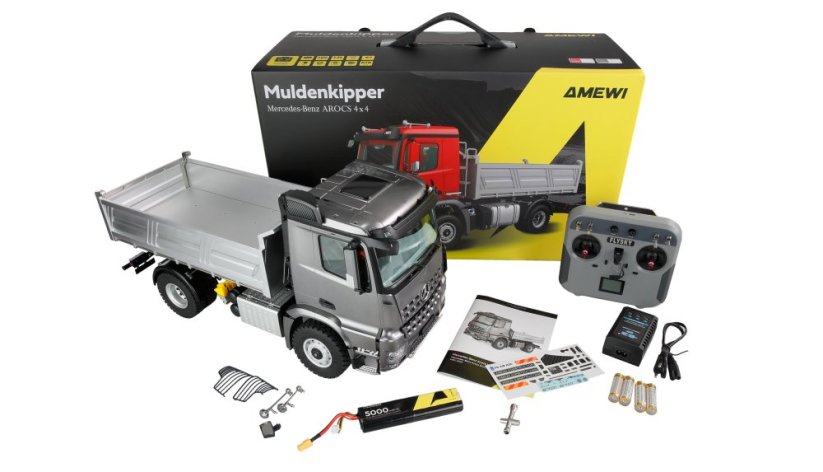 Amewi Mercedes-Benz Arocs Muldenkipper 4x4 1:14 RTR, šedý