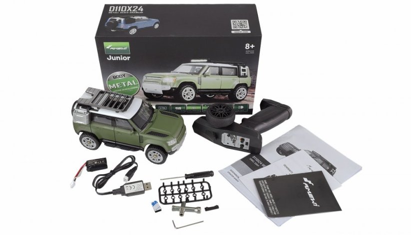 AMEWI 1:24 D110X24 Metall scale crawler 4WD, RTR zelený