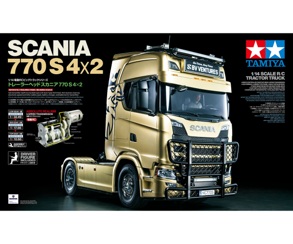 TAMIYA 1:14 RC Scania 770 S 4x2 KIT + MFC-03 + REFLEX 14CH