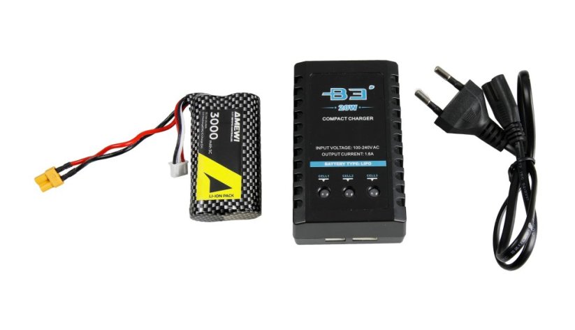 AMEWI Trojnápravový kovový sklápací príves v mierke 1:14, čierny