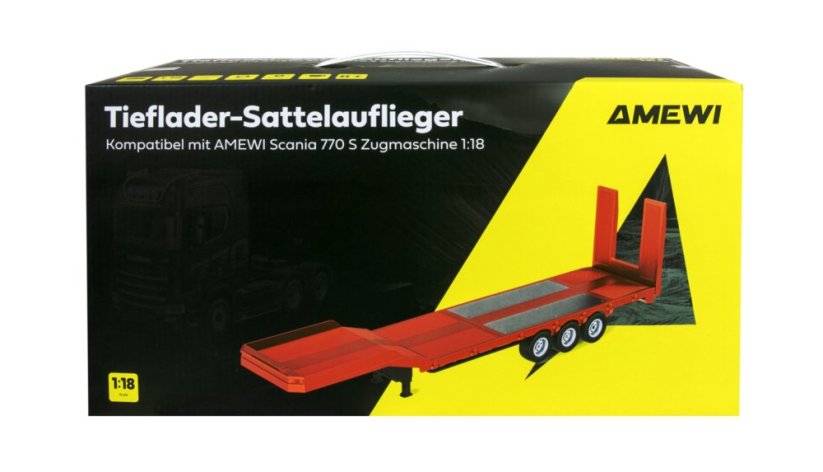 AMEWI Podvalníkový náves trojnápravový pre Scania 1:18 červený