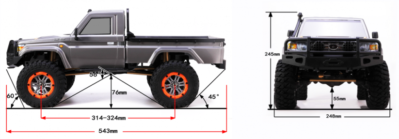 AMEWI Profi AMXROCK RCX10P SCALE CRAWLER PICK-UP 1:10, RTR biely