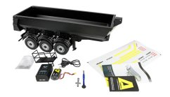 AMEWI Trojnápravový kovový sklápací príves v mierke 1:14, čierny