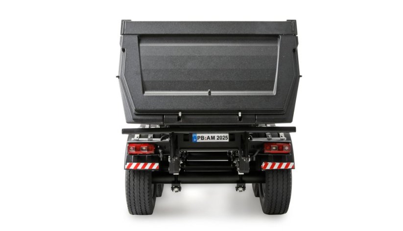 AMEWI Trojnápravový kovový sklápací príves v mierke 1:14, čierny