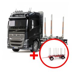 TAMIYA 1:14 RC Volvo FH16 Timber Truck + príves na drevo